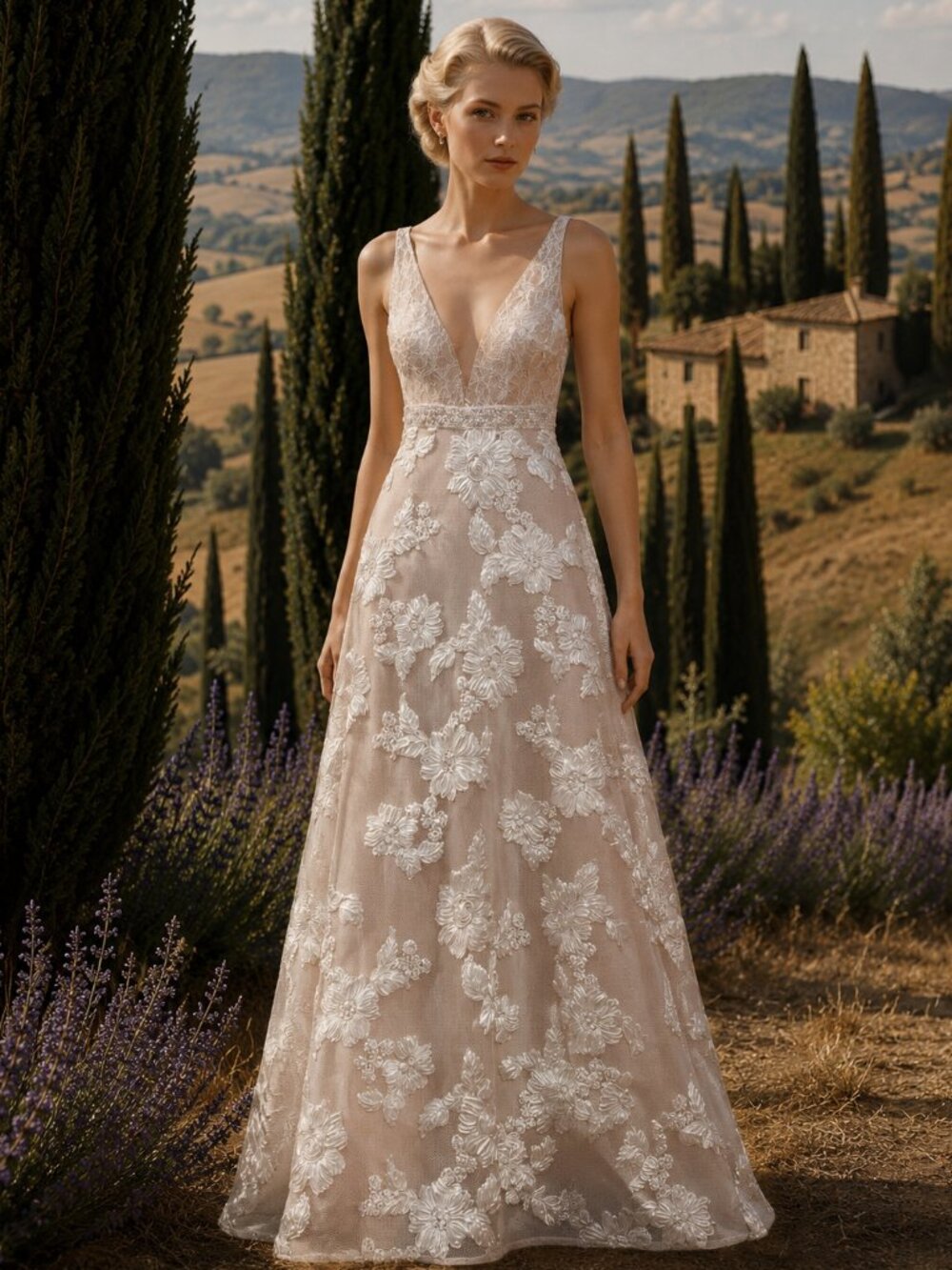 Jolene Embroidered Ivory Wedding Dress Size 8 NWT